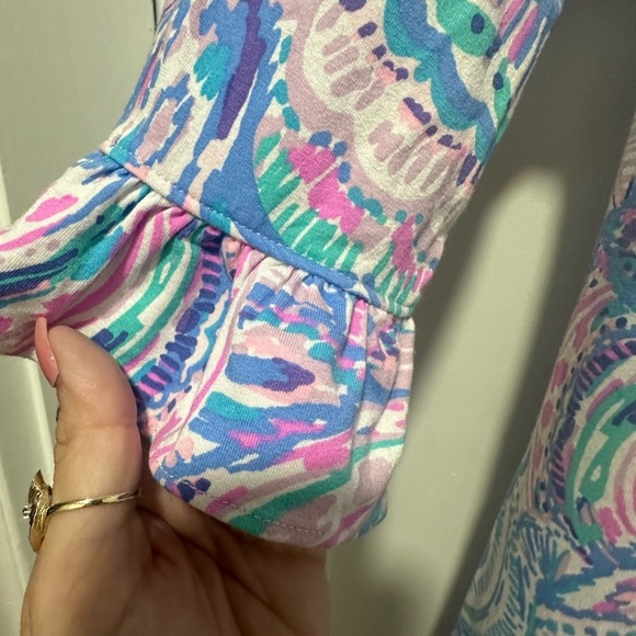 Lilly Pulitzer GIRLS MINI SOPHIE RUFFLE DRESS Pink Blue 12-14 - Picture 4 of 5
